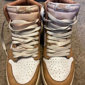 Nike Air High-Top Sneakers in White and Tan